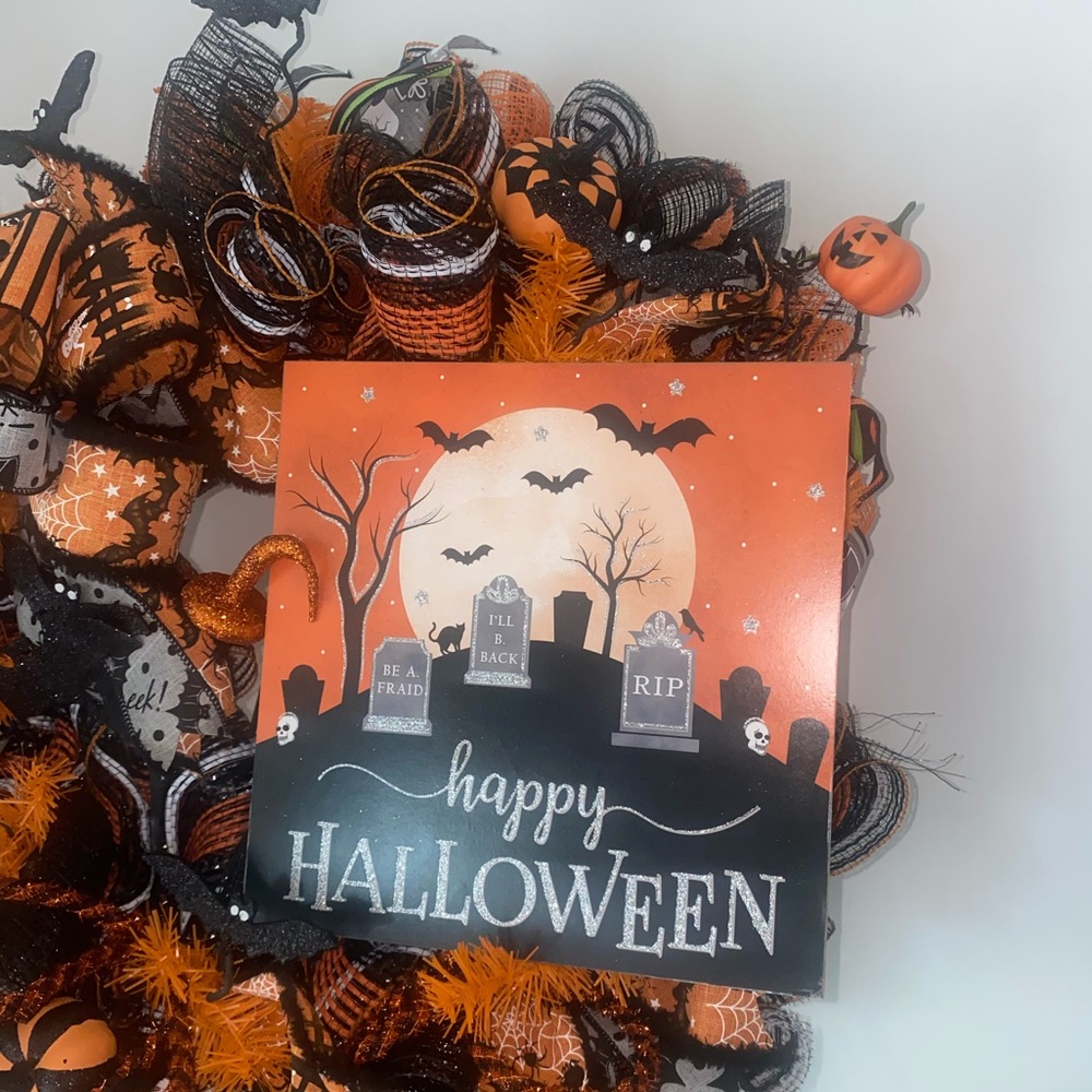 Halloween Wreath,Halloween Decor,Fall Decor,Thanksgiving,quality deco mesh - Picture 3 of 9
